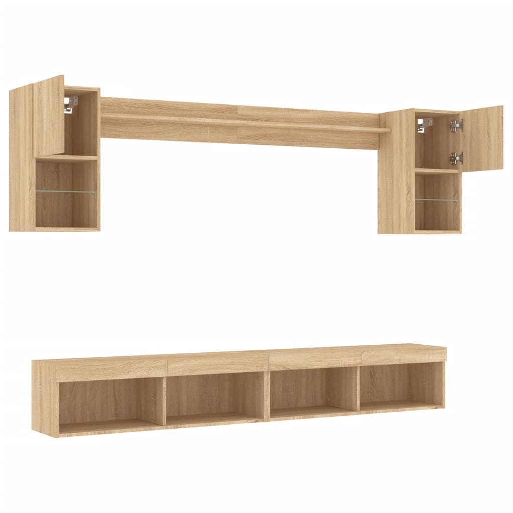 vidaXL Muebles TV pared con LED 6 pzas madera ingeniería roble Sonoma - Image 6