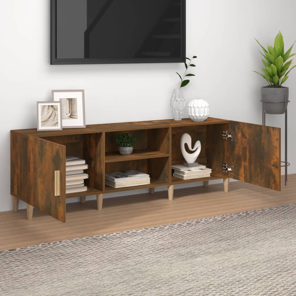 vidaXL Mueble de TV madera contrachapada roble ahumado 150x30x30 cm - Image 3