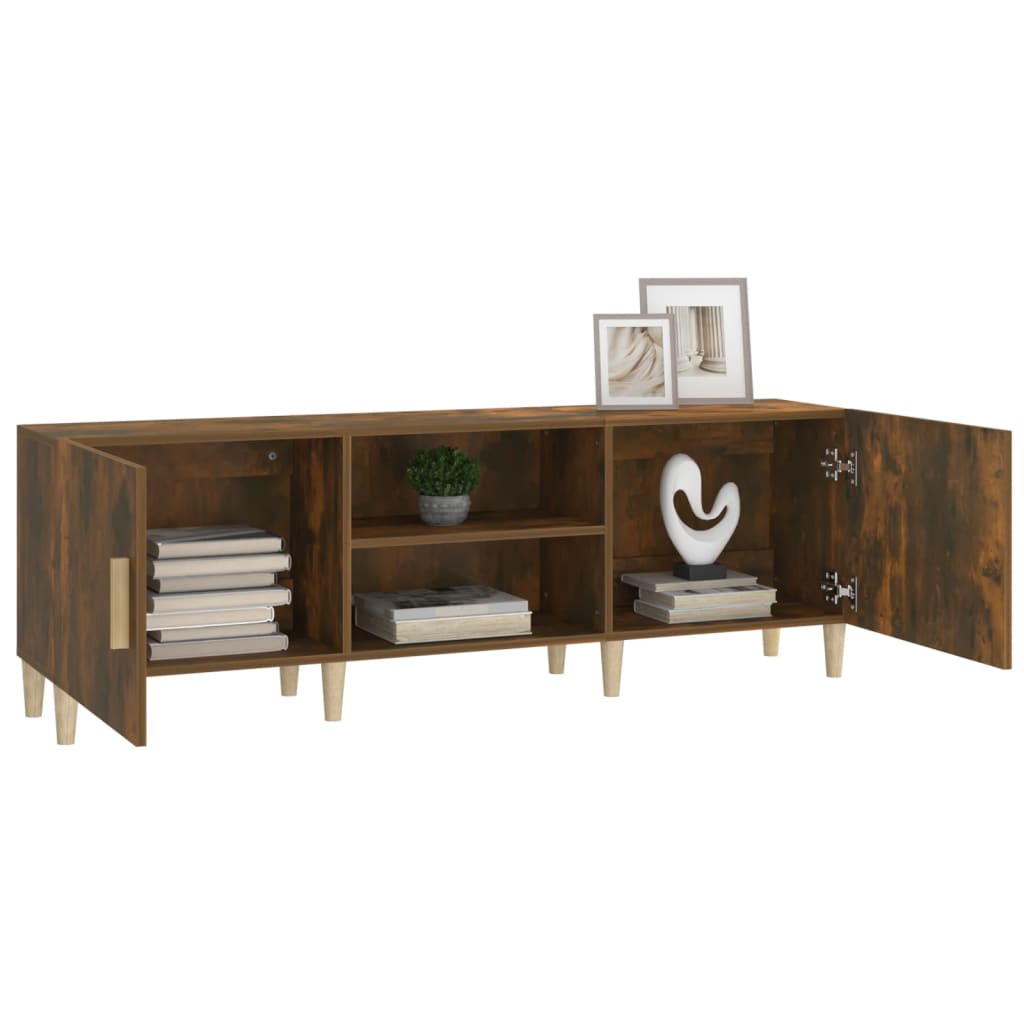 vidaXL Mueble de TV madera contrachapada roble ahumado 150x30x30 cm - Image 4