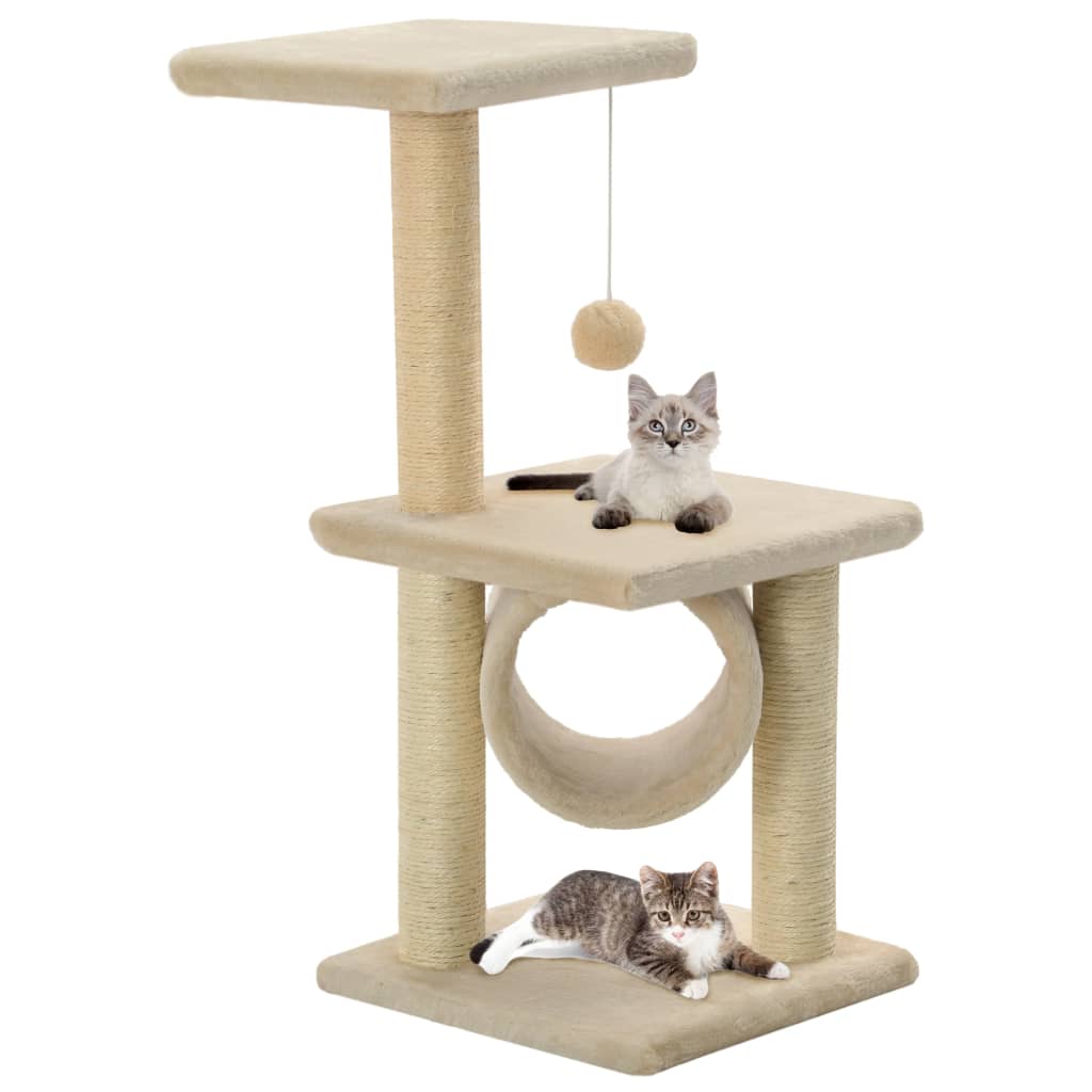 vidaXL Rascador para gatos con poste rascador de sisal 65 cm beige