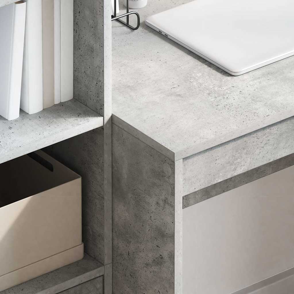 vidaXL Escritorio Gris hormigón 90 x 50 x 76 cm Madera contrachapada - Image 4
