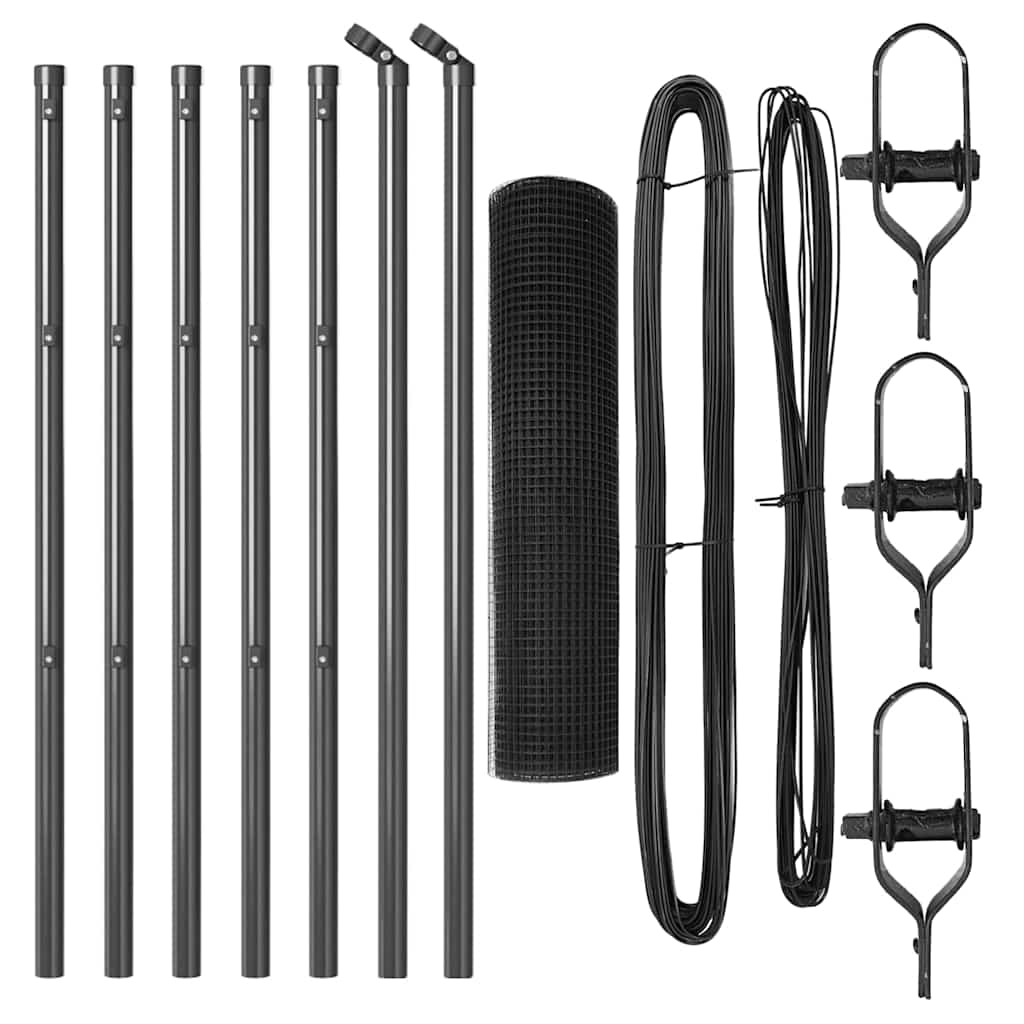 vidaXL Zaun mit Pfosten Grau 0,5 x 10 m Stahl - Image 5