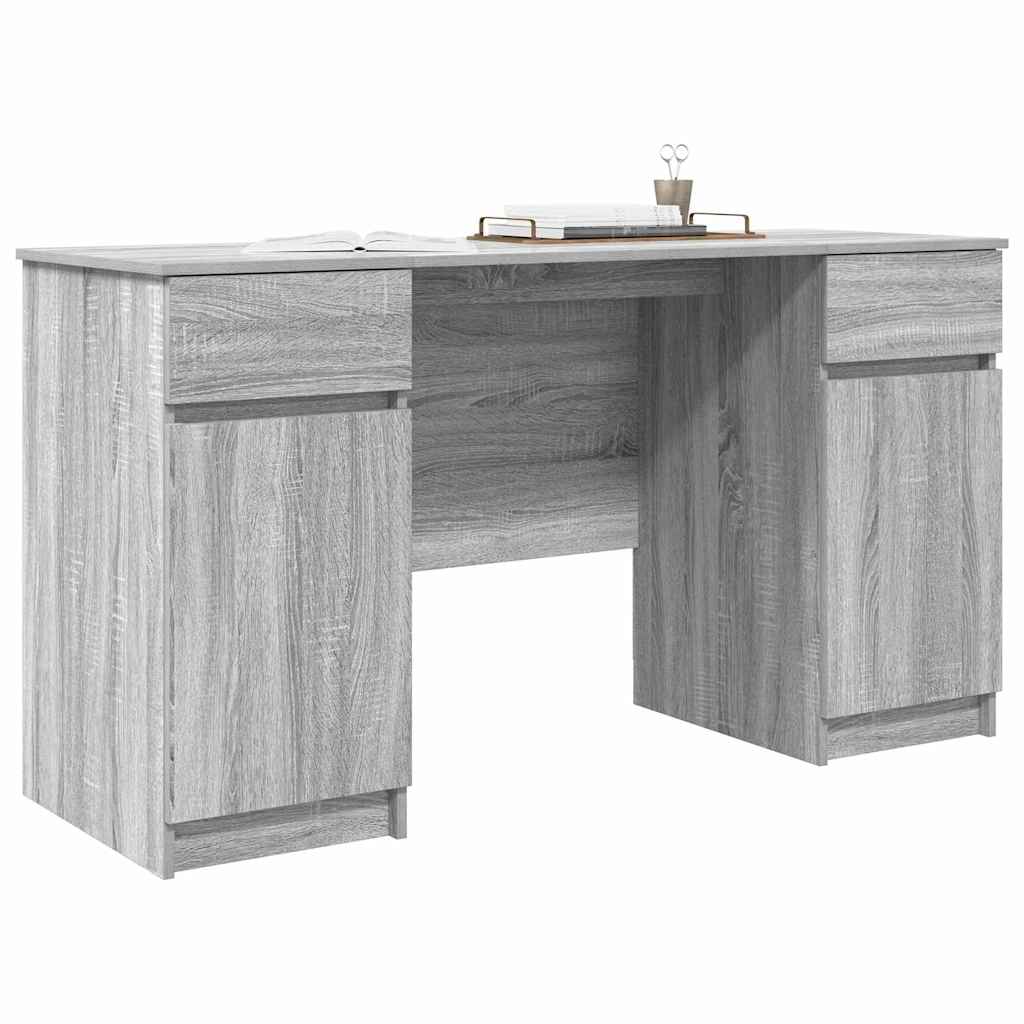 vidaXL Schreibtisch mit Tür Grau Sonoma 140 x 49 x 76 cm Holzwerkstoff - Image 3