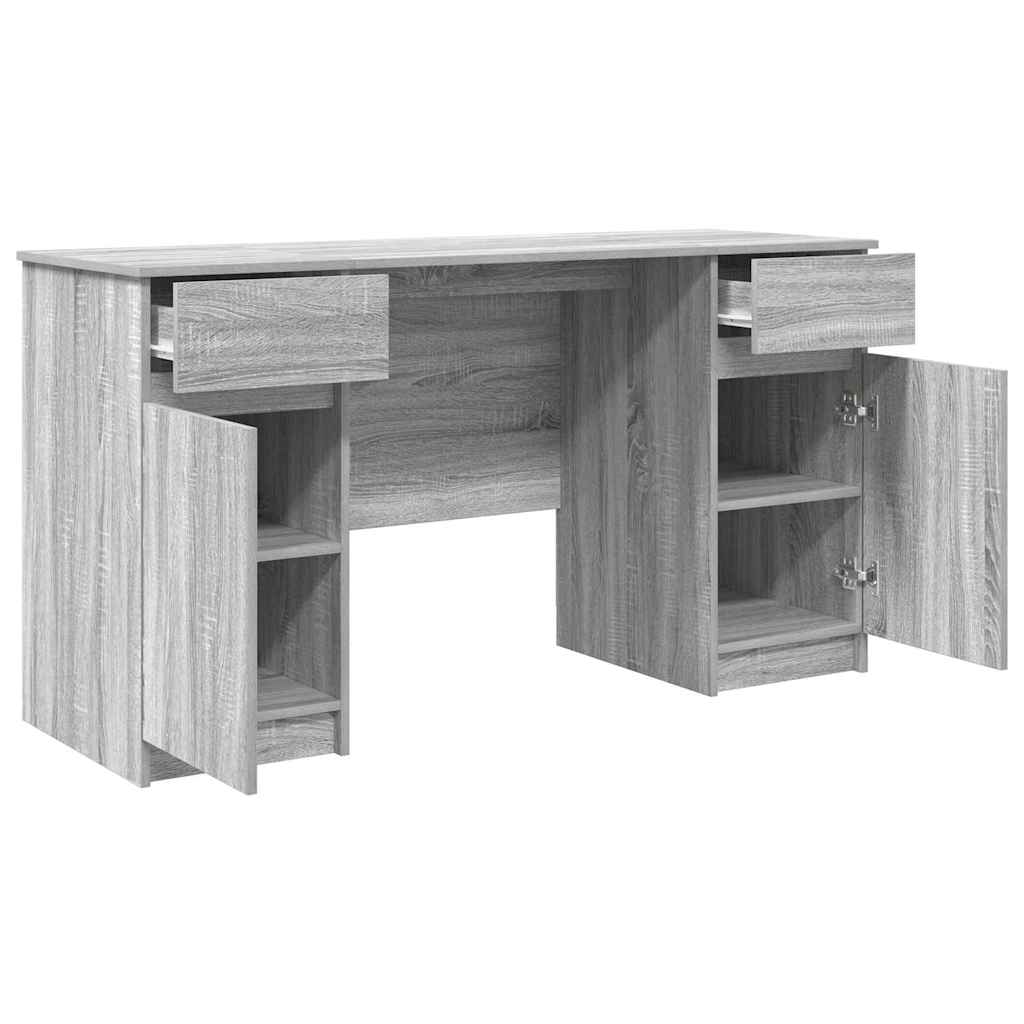 vidaXL Schreibtisch mit Tür Grau Sonoma 140 x 49 x 76 cm Holzwerkstoff - Image 5