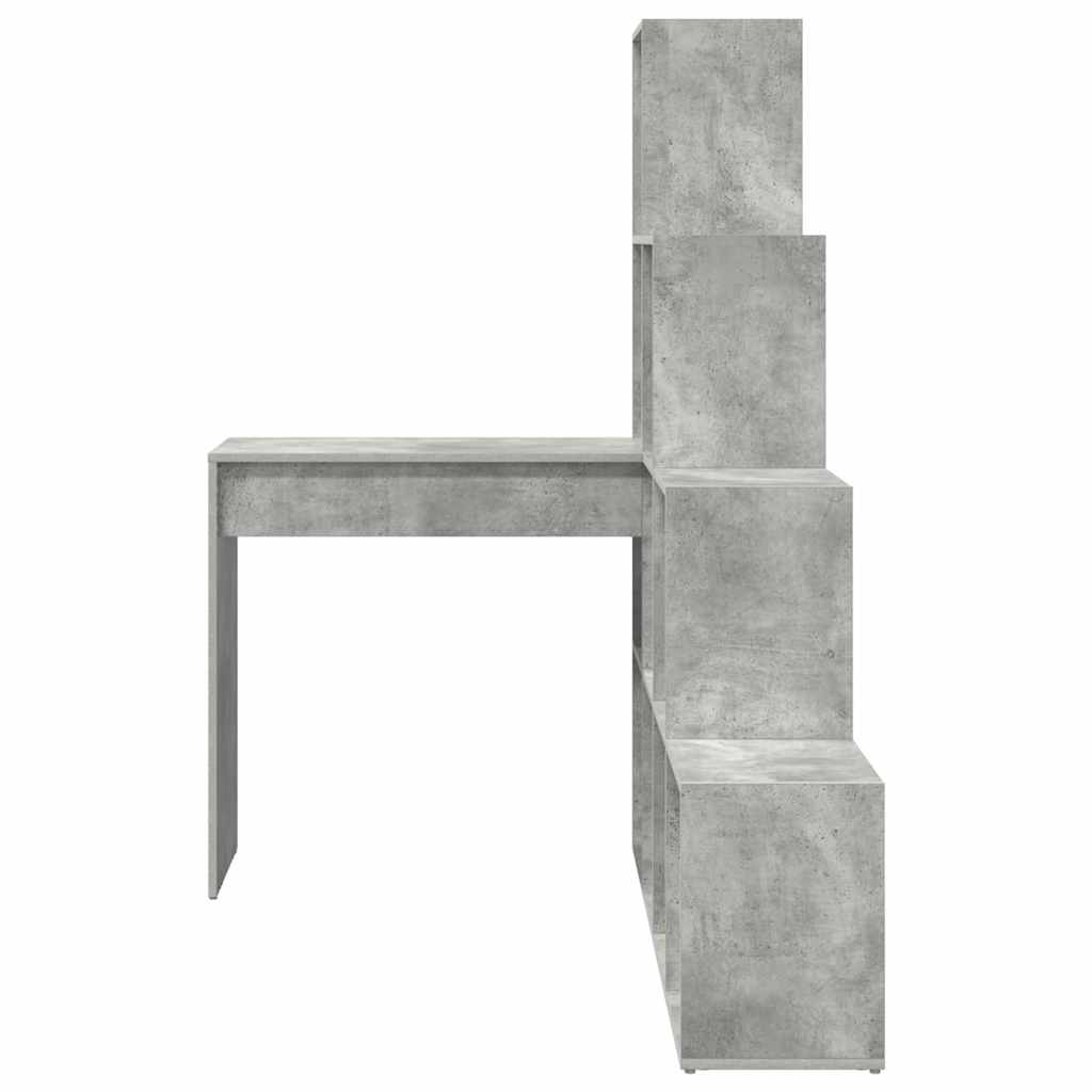 vidaXL Eck-Schreibtisch mit Regal Beton Grau 101,5 x 149,5 x 149,5 cm - Image 5