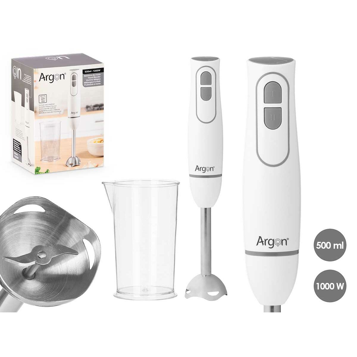 Frullatore ad Immersione Argon Bianco Grigio 1000 W