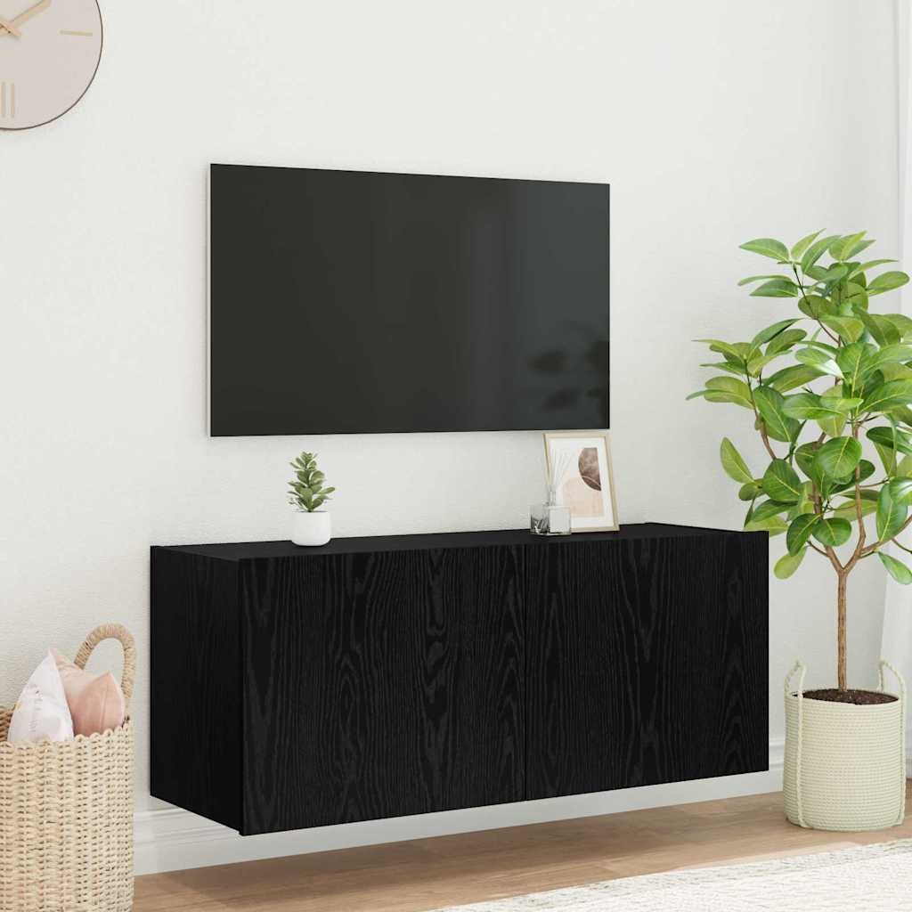 vidaXL Meuble TV mural Chêne noir 100 x 35 x 41 cm Bois d'ingénierie