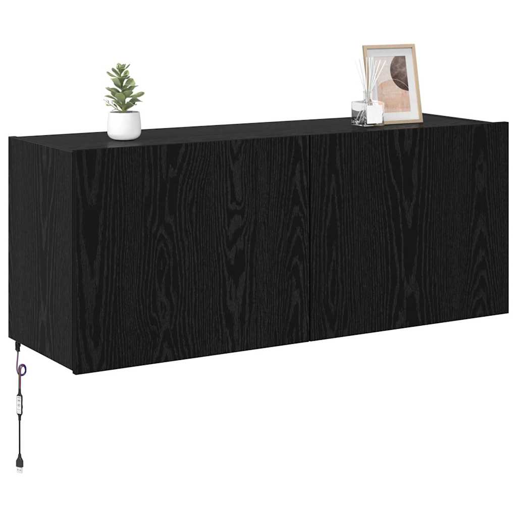 vidaXL Meuble TV mural Chêne noir 100 x 35 x 41 cm Bois d'ingénierie - Image 3