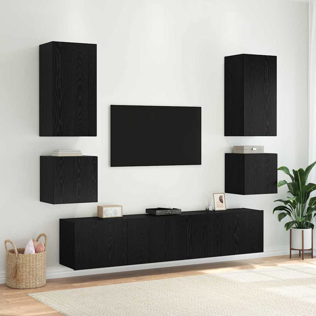 vidaXL Meuble TV mural Chêne noir 100 x 35 x 41 cm Bois d'ingénierie - Image 6