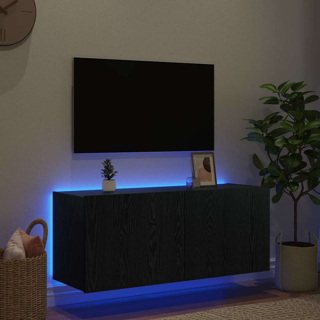 vidaXL Meuble TV mural Chêne noir 100 x 35 x 41 cm Bois d'ingénierie - Image 5