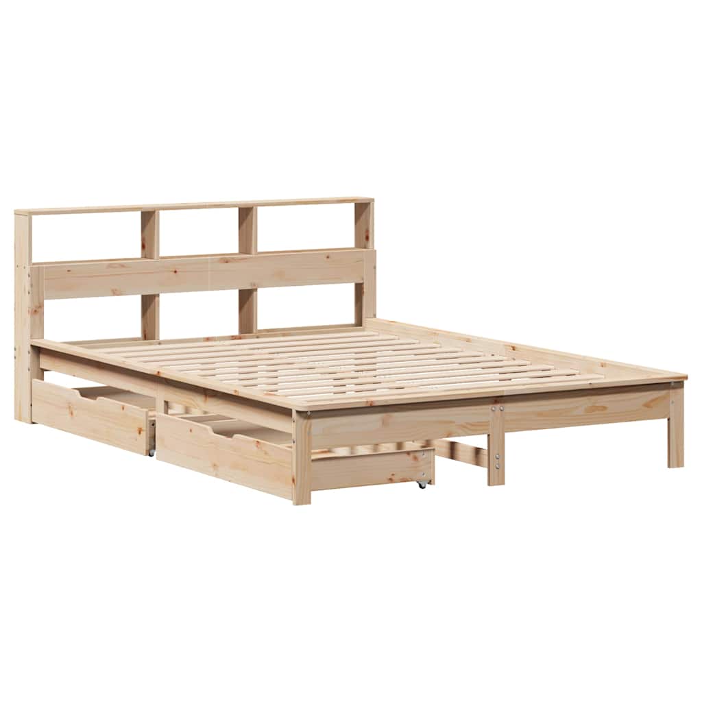 vidaXL Lit bibliothèque sans matelas 135x190 cm bois de pin massif - Image 3