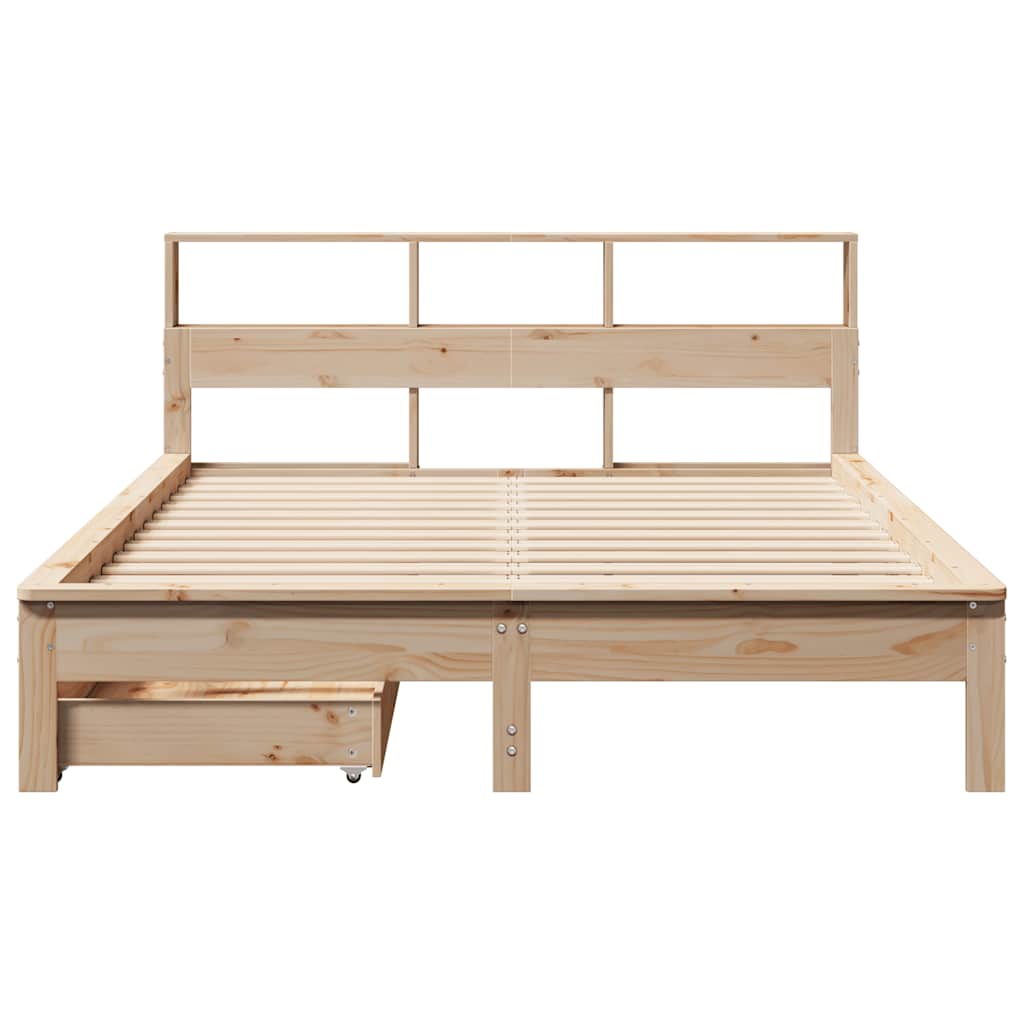 vidaXL Lit bibliothèque sans matelas 135x190 cm bois de pin massif - Image 4