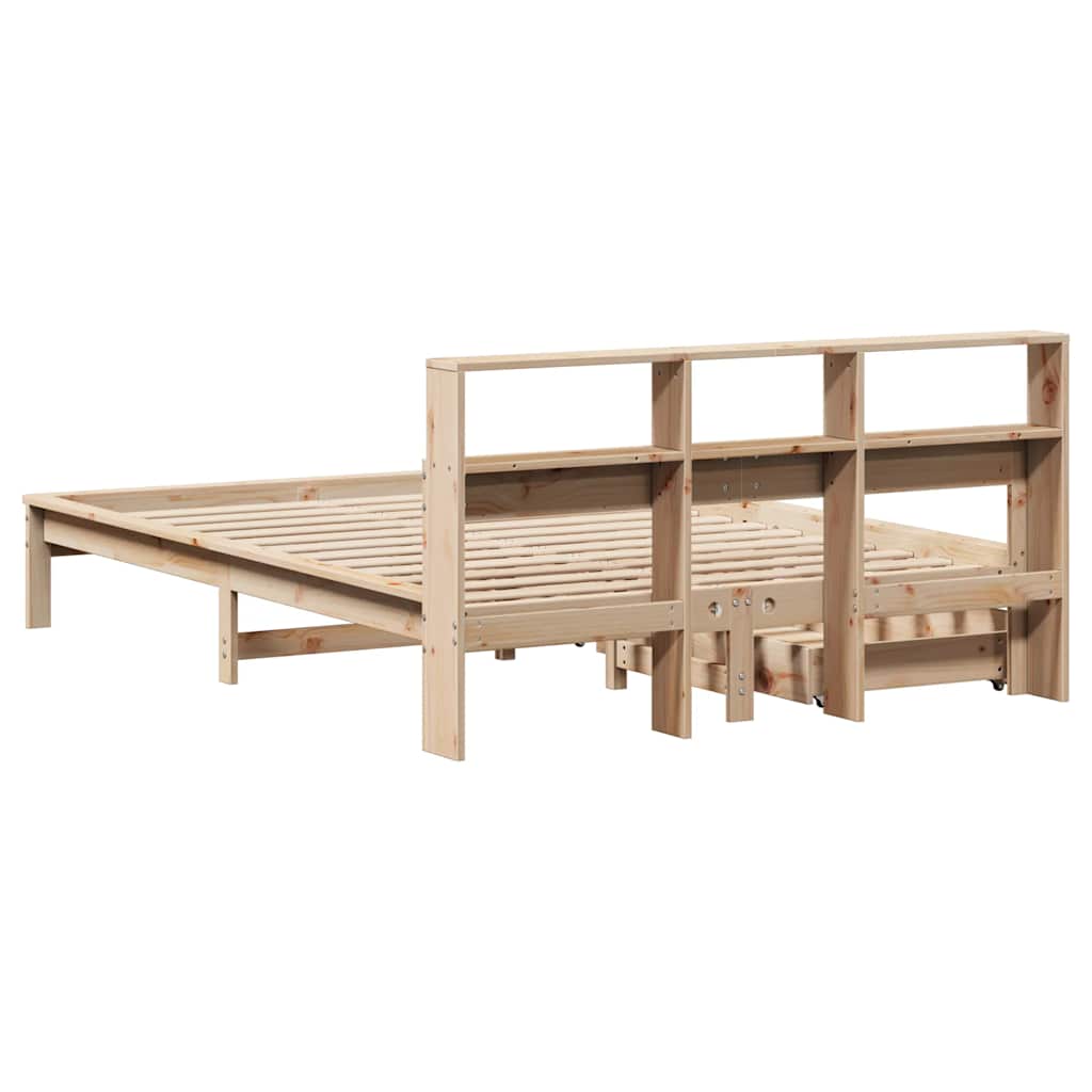 vidaXL Lit bibliothèque sans matelas 135x190 cm bois de pin massif - Image 6