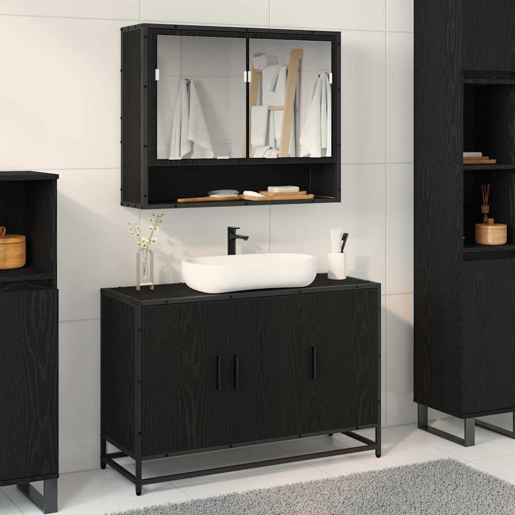 vidaXL Ensemble de mobilier de salle de bain 2 pcs Chêne noir