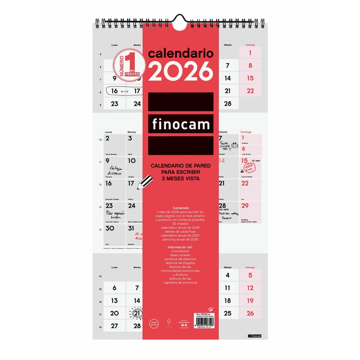 Calendario da parete Finocam Carta 23,6 x 43 cm