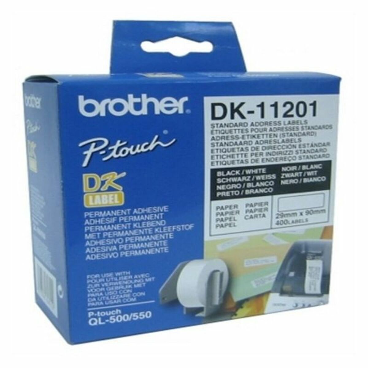 Etichette per Stampante Brother DK11201 29 x 90 mm Nero Bianco