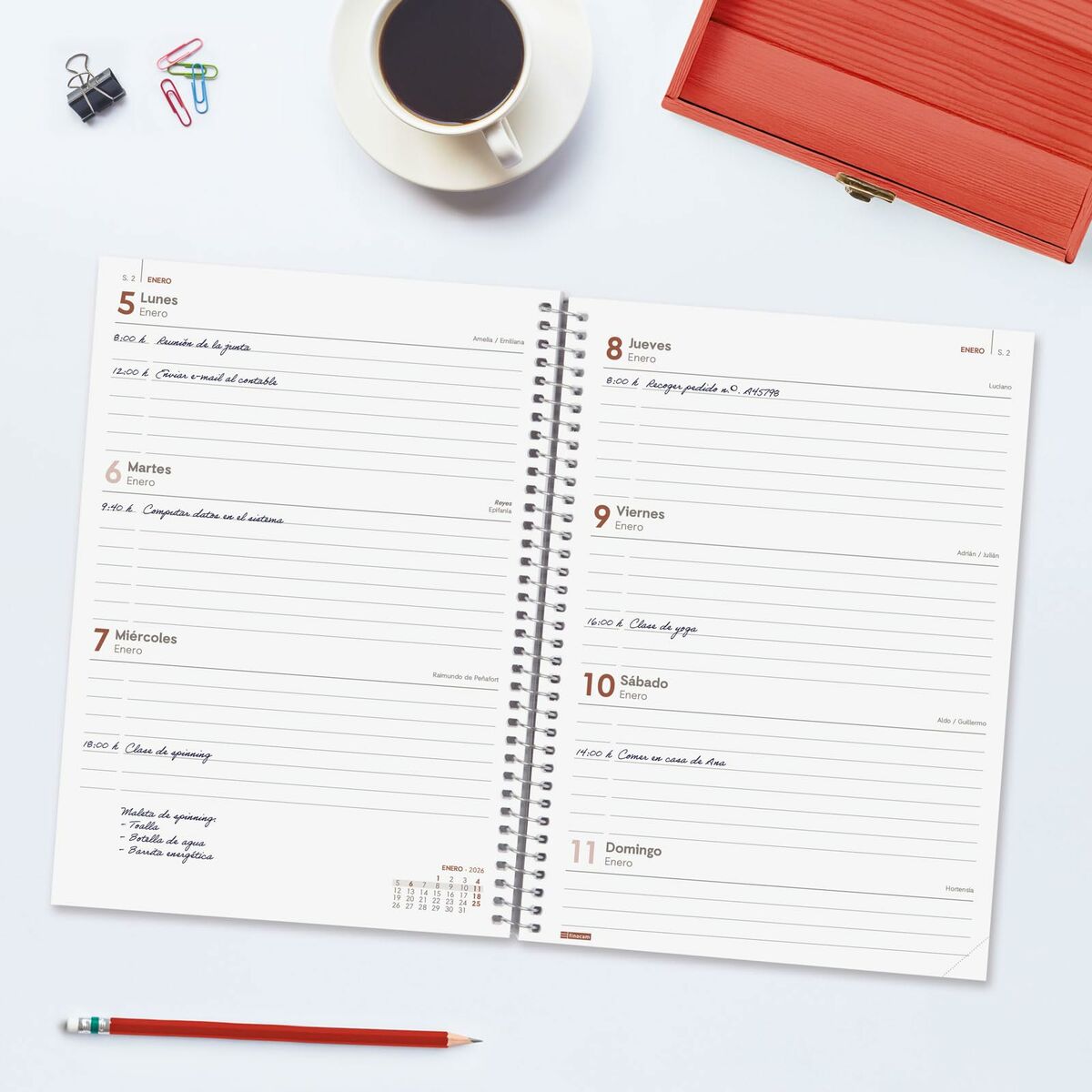 Agenda Finocam YEAR Rosso A5 15,5 x 21,2 cm 2026 - Image 3