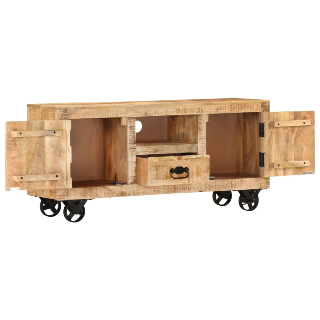 vidaXL Mueble de TV madera de mango rugosa 110x30x50 cm - Image 3