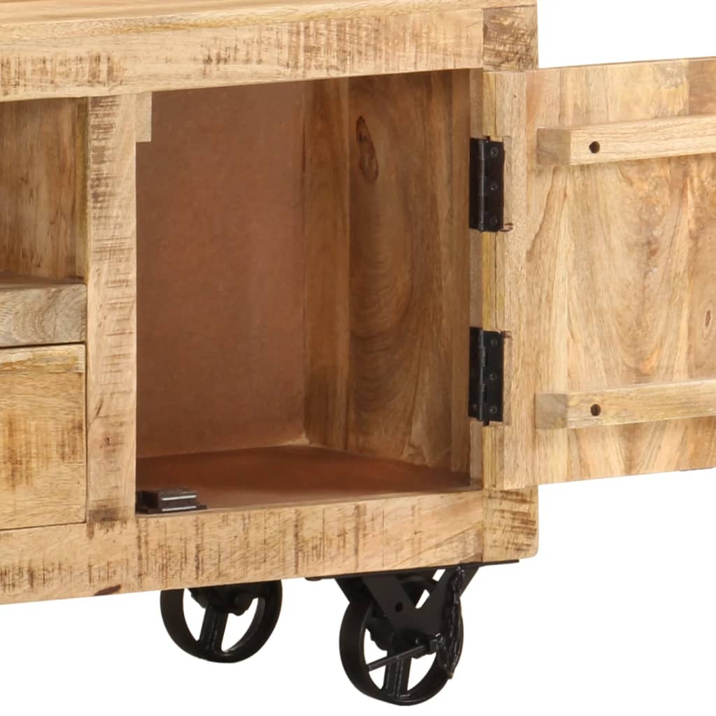 vidaXL Mueble de TV madera de mango rugosa 110x30x50 cm - Image 5