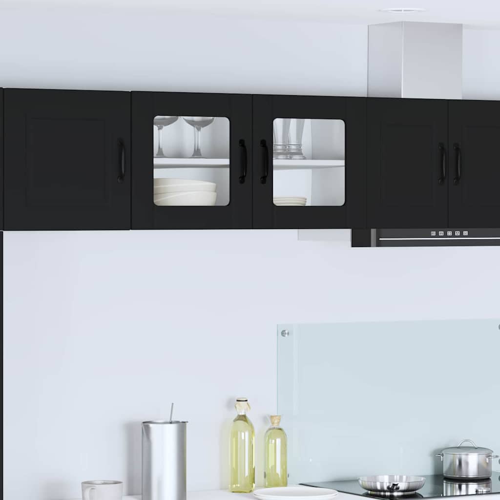vidaXL Küchenwandschrank mit Tür Schwarz 80 x 31 x 40 cm Holzwerkstoff