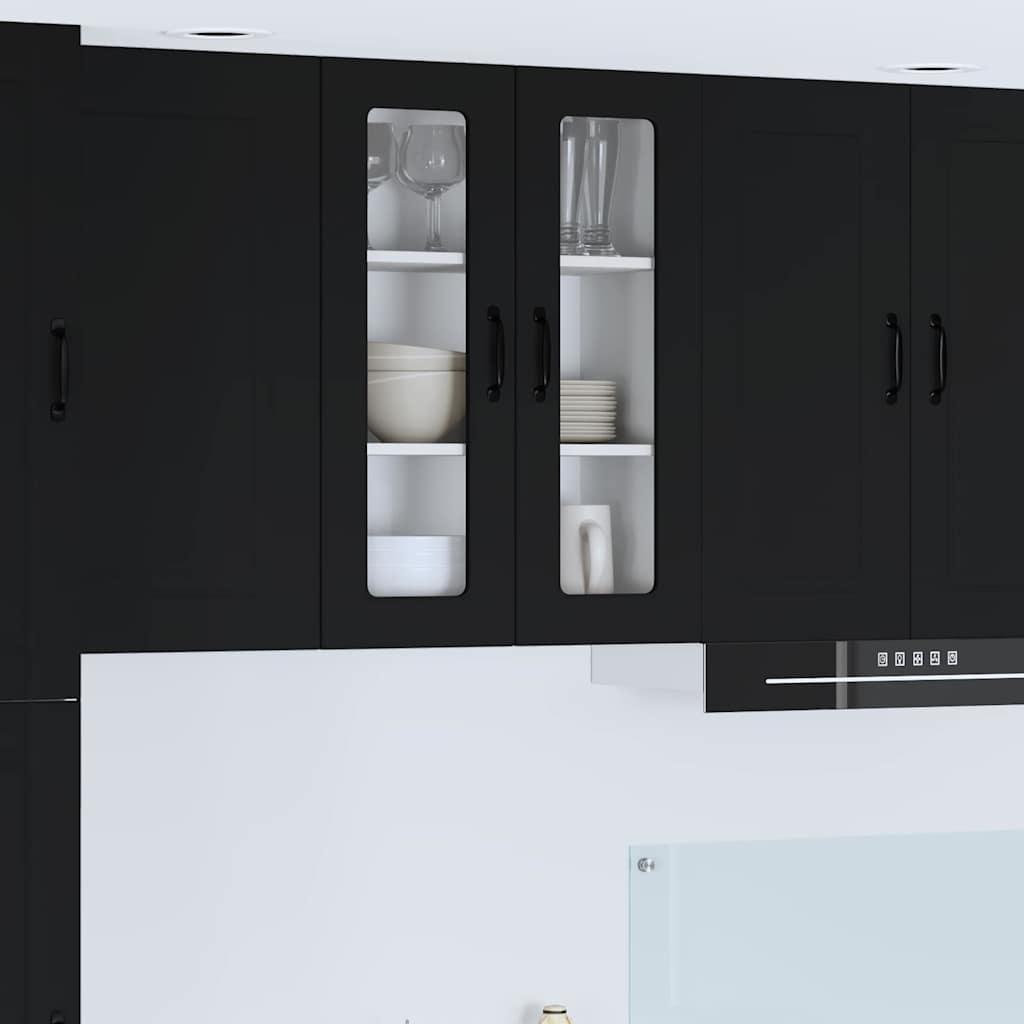 vidaXL Küchenwandschrank mit Tür Schwarz 60 x 31 x 80 cm Holzwerkstoff