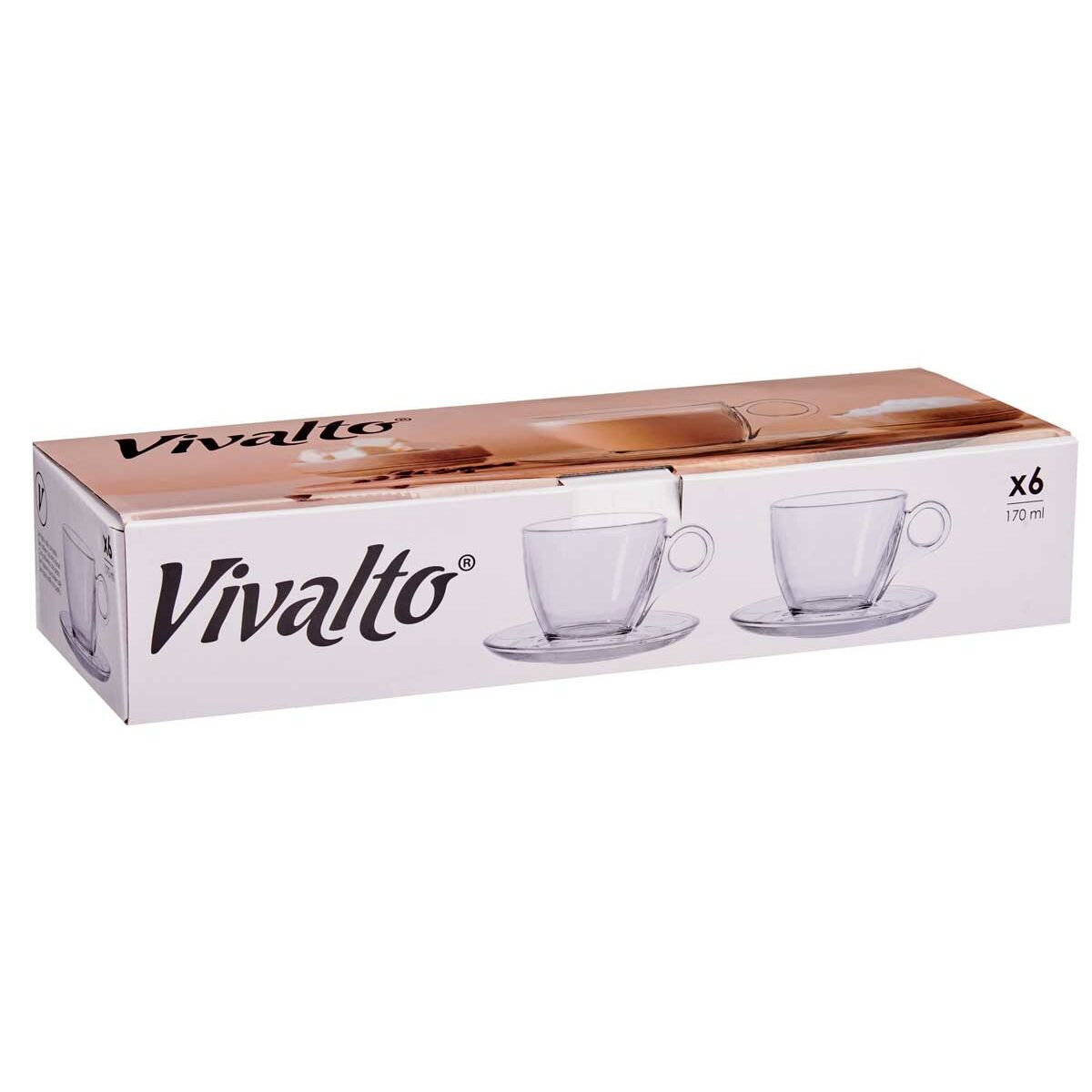 Tazza con Piatto Vivalto Trasparente Vetro 170 ml (6 Unità) - Image 3