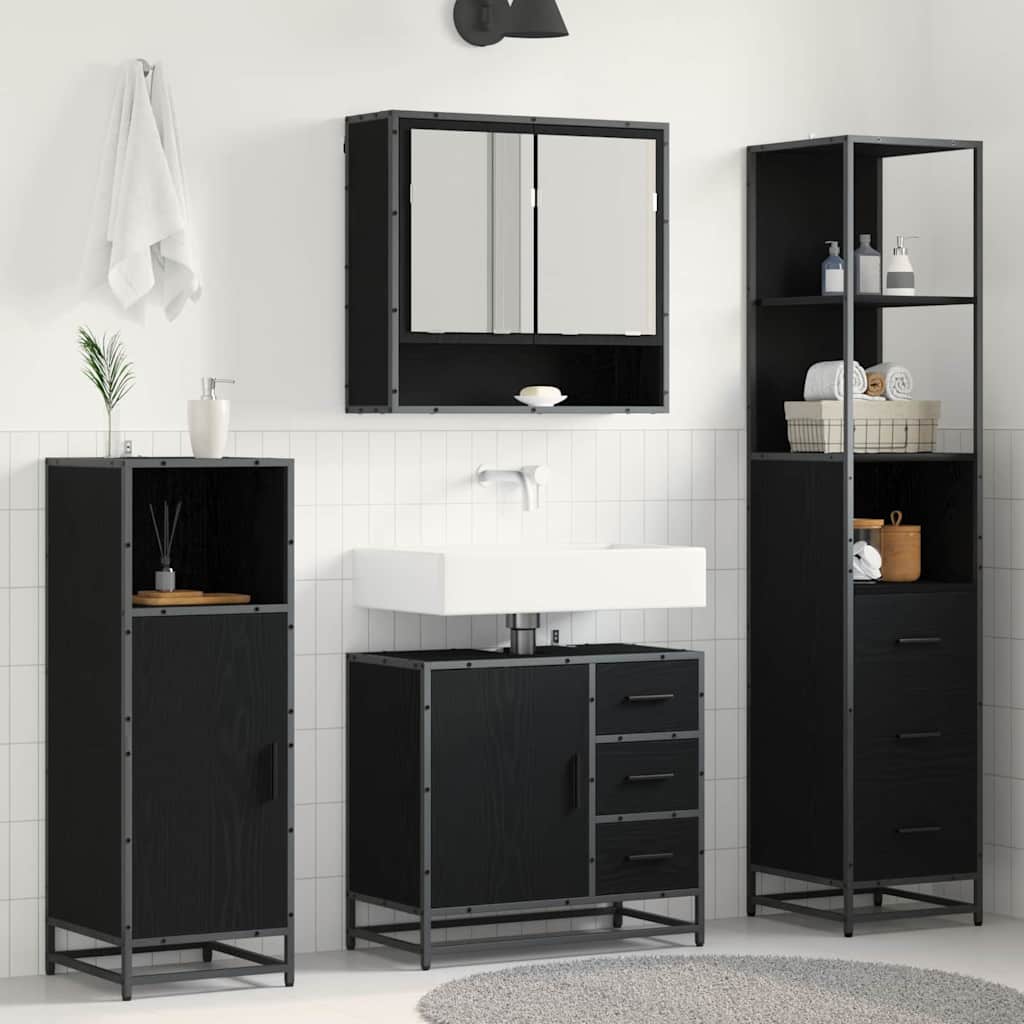vidaXL Ensemble de mobilier de salle de bain 3 pcs Chêne noir