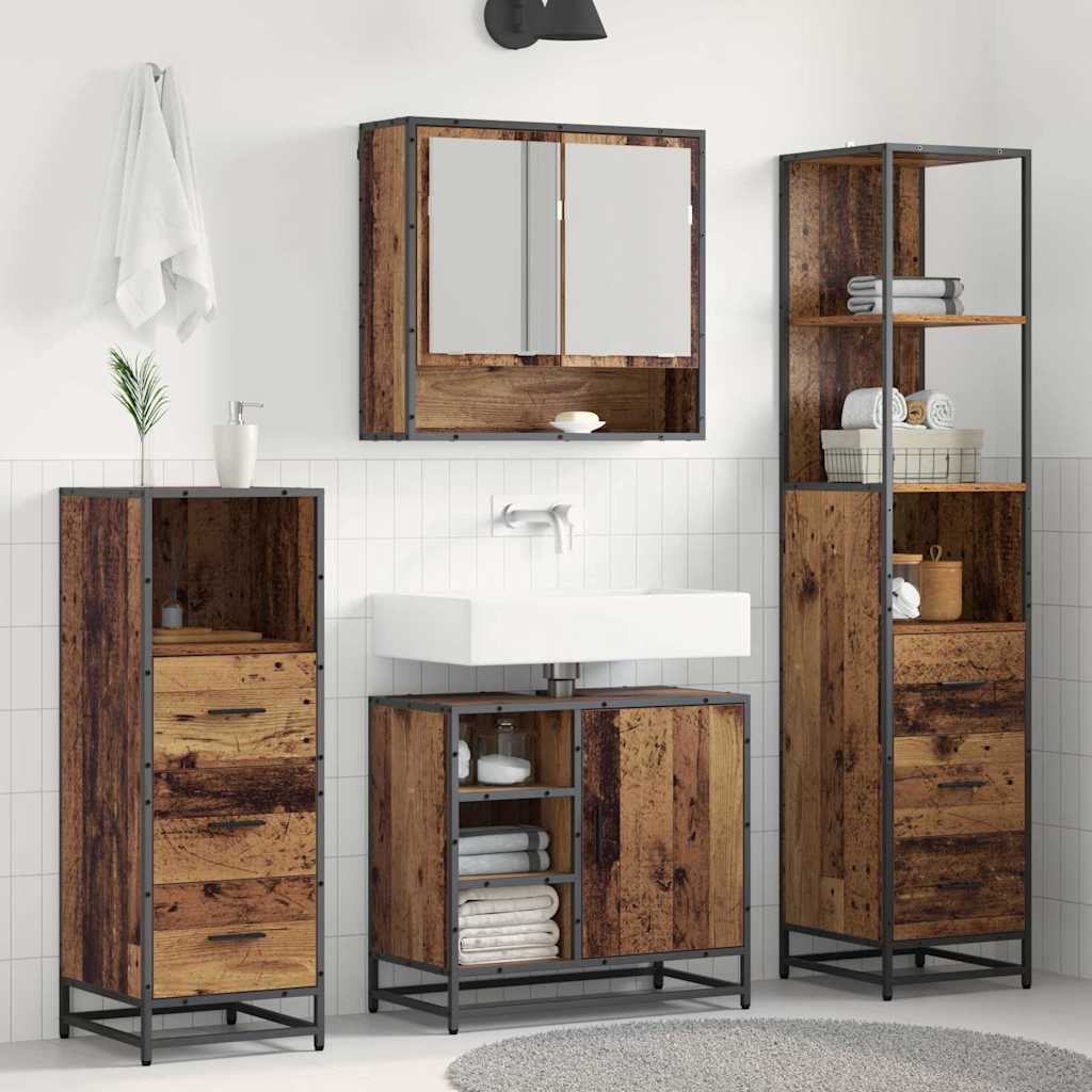 vidaXL Ensemble de mobilier de salle de bain 3 pcs Bois Ancien
