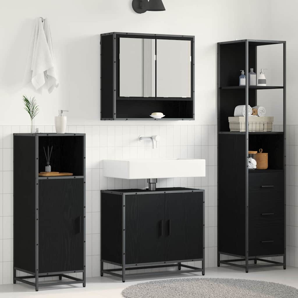vidaXL Ensemble de mobilier de salle de bain 3 pcs Chêne noir