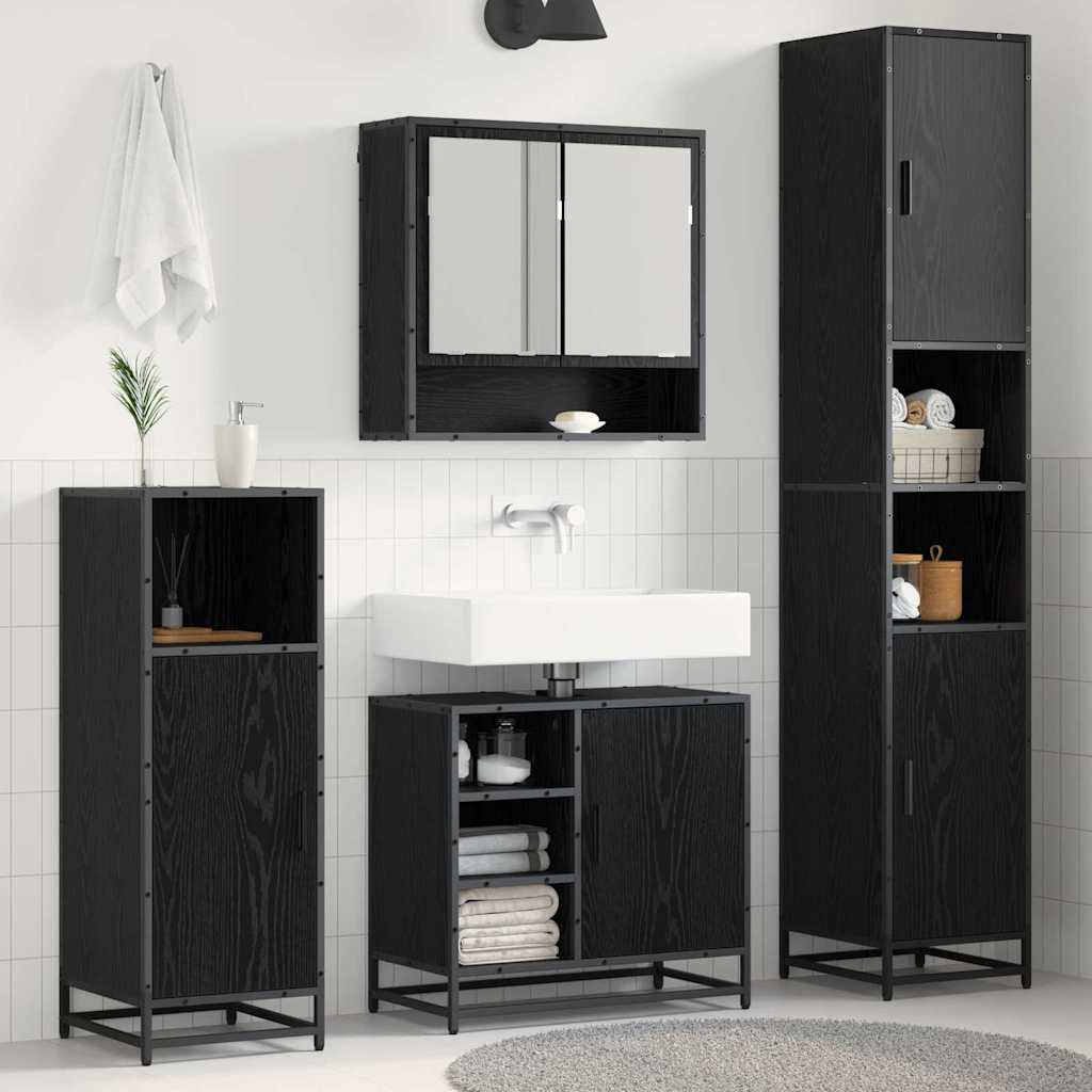 vidaXL Ensemble de mobilier de salle de bain 3 pcs Chêne noir