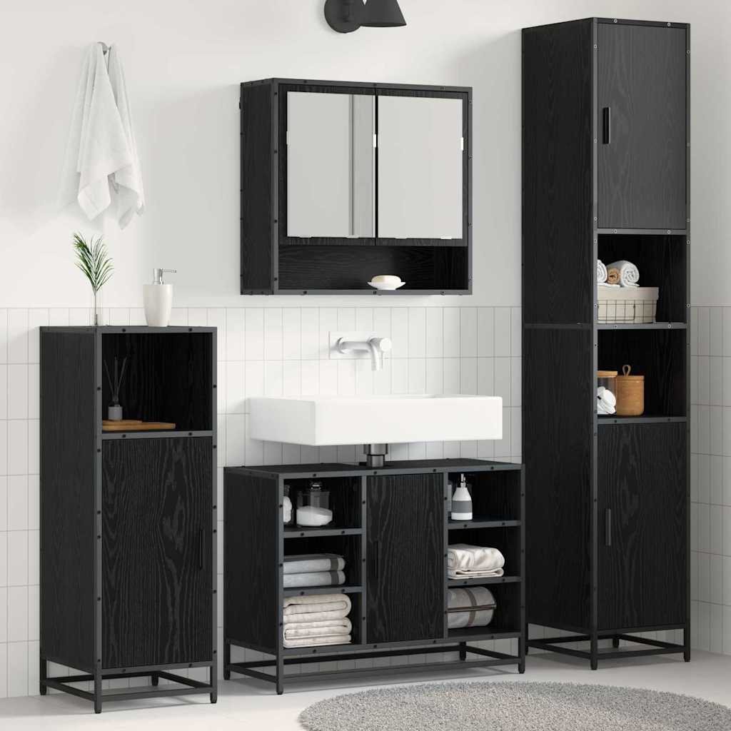 vidaXL Ensemble de mobilier de salle de bain 4 pcs Chêne noir