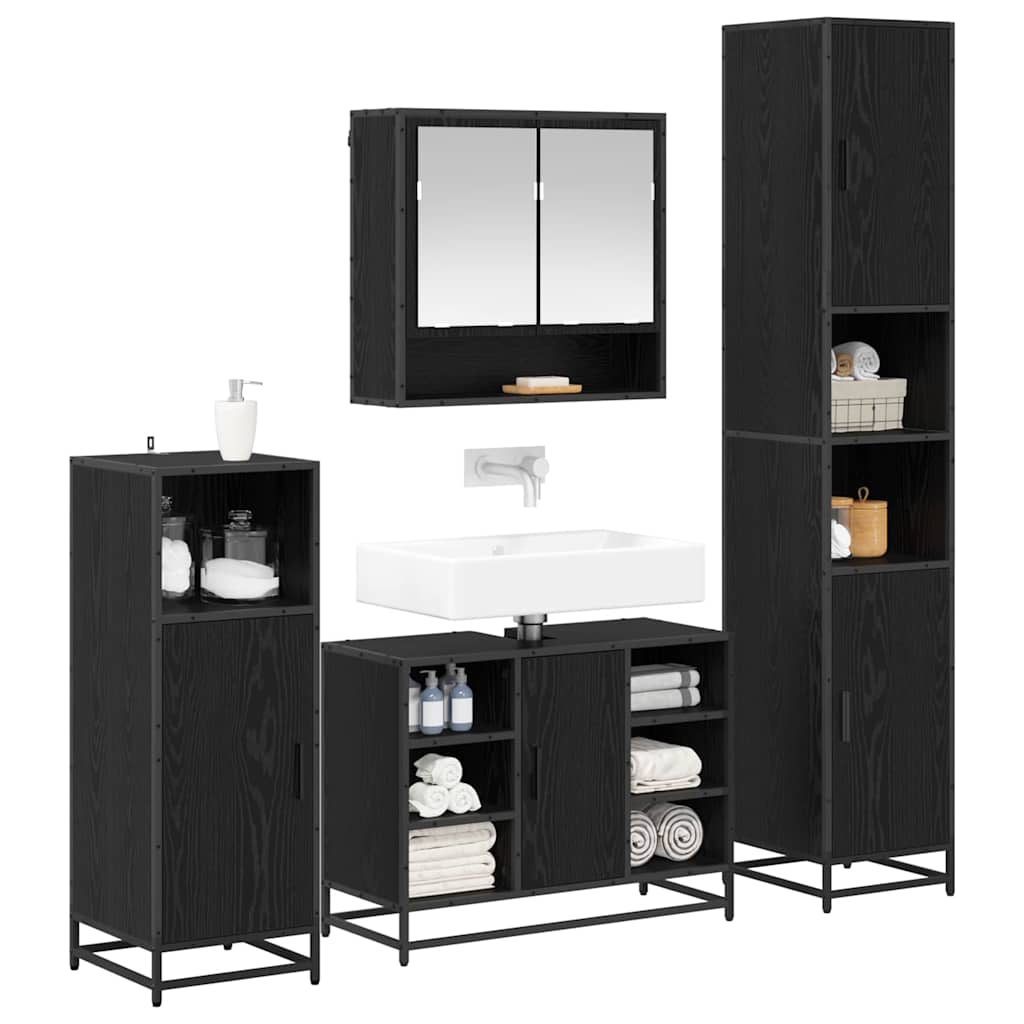 vidaXL Ensemble de mobilier de salle de bain 4 pcs Chêne noir - Image 3