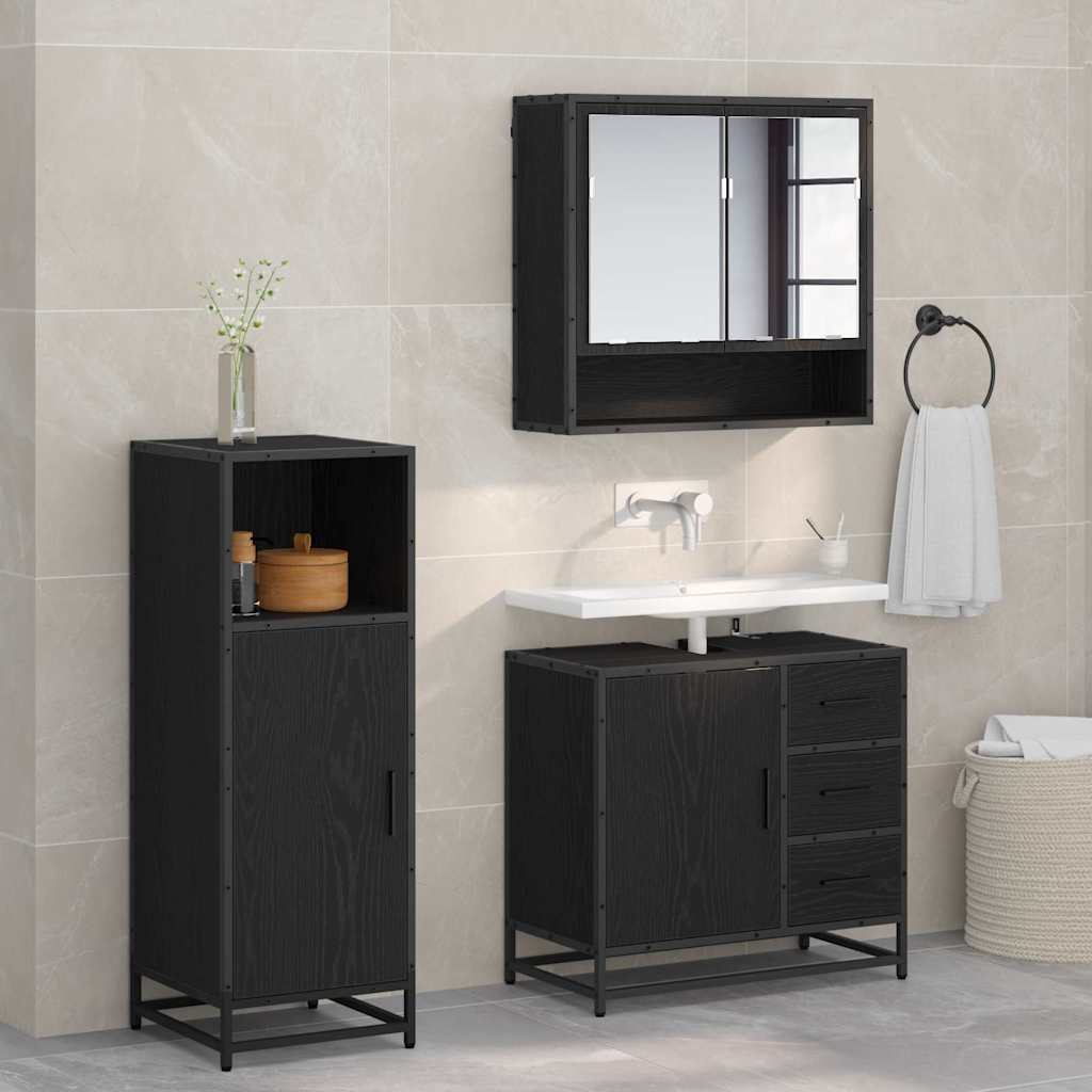 vidaXL Ensemble de mobilier de salle de bain 3 pcs Chêne noir