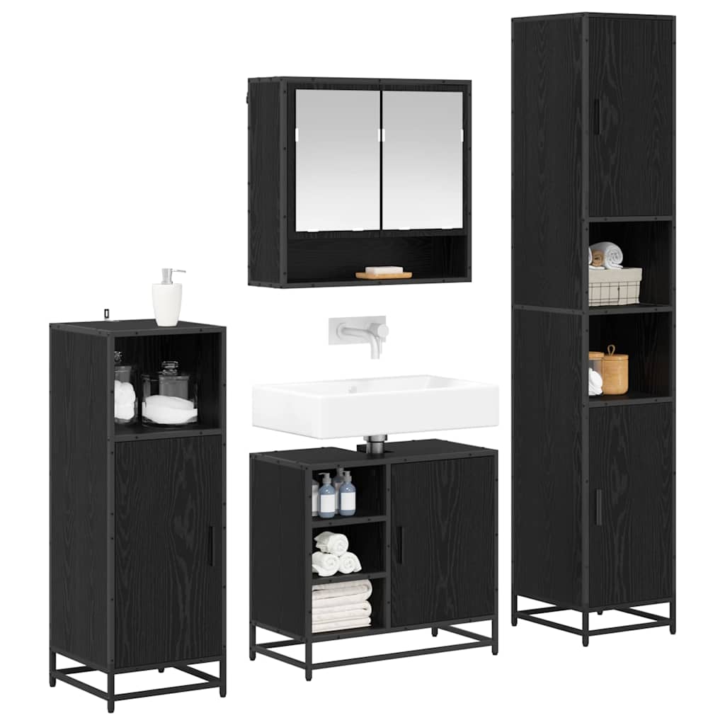 vidaXL Ensemble de mobilier de salle de bain 4 pcs Chêne noir - Image 3