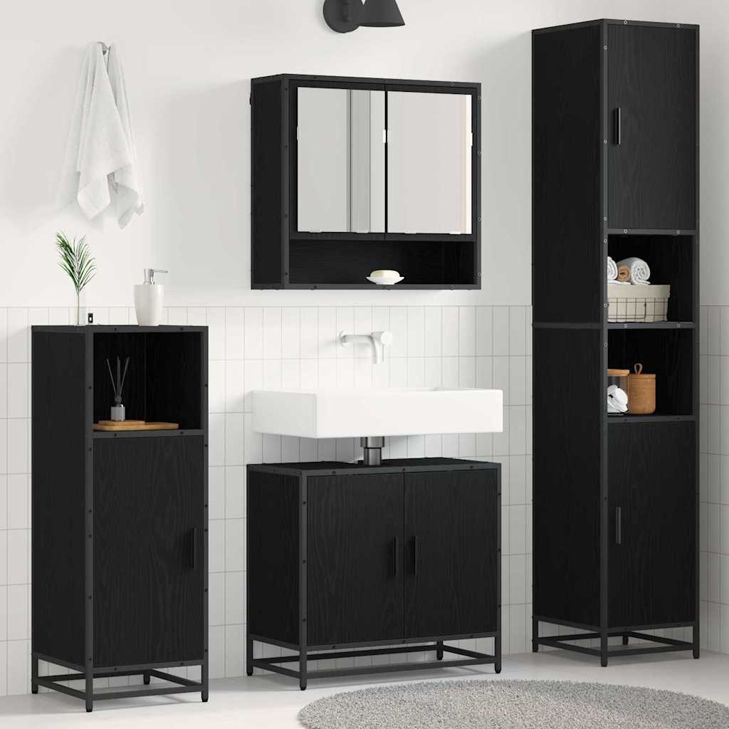 vidaXL Ensemble de mobilier de salle de bain 4 pcs Chêne noir