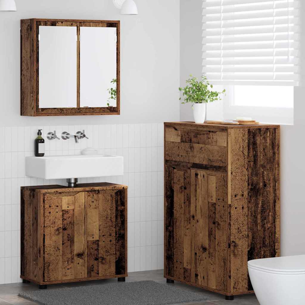 vidaXL Ensemble de mobilier de salle de bain 3 pcs Bois Ancien