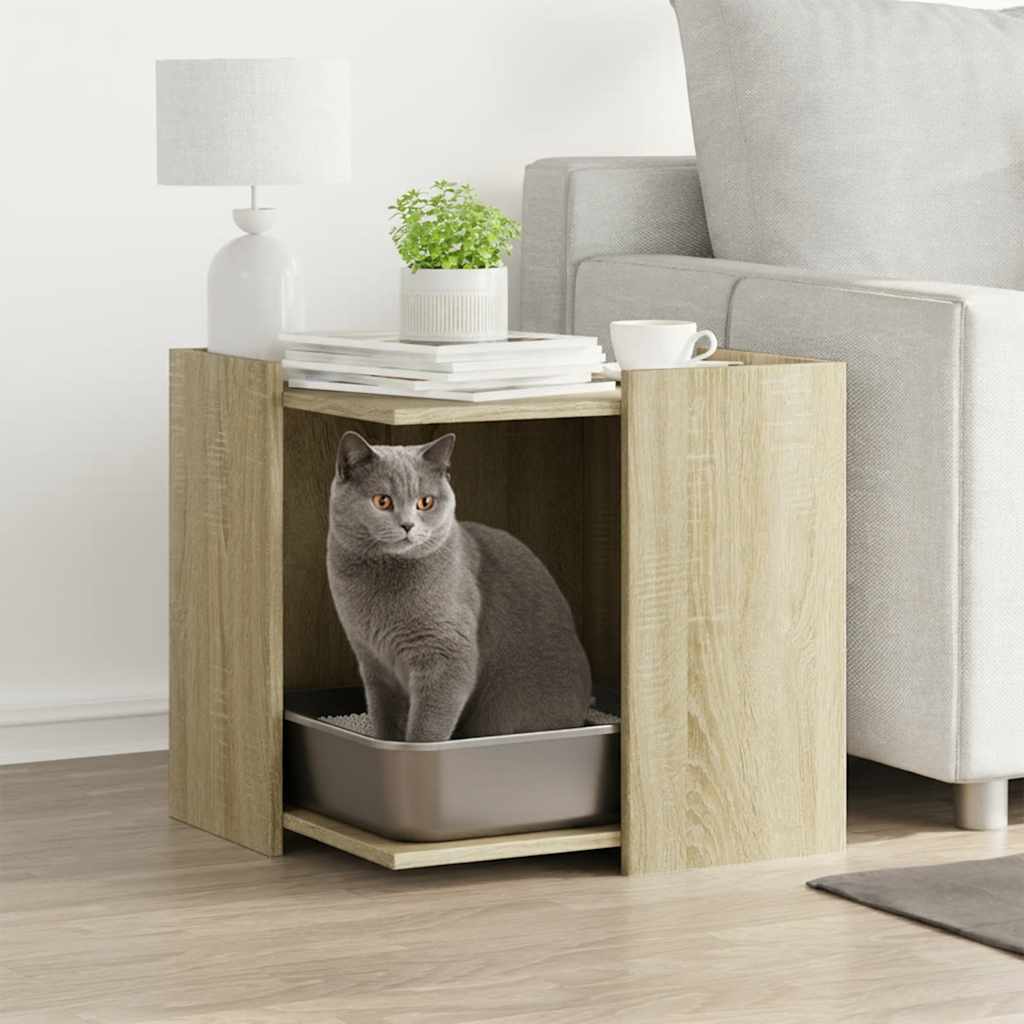 vidaXL Mueble arenero para gatos madera roble Sonoma 53x53x51 cm