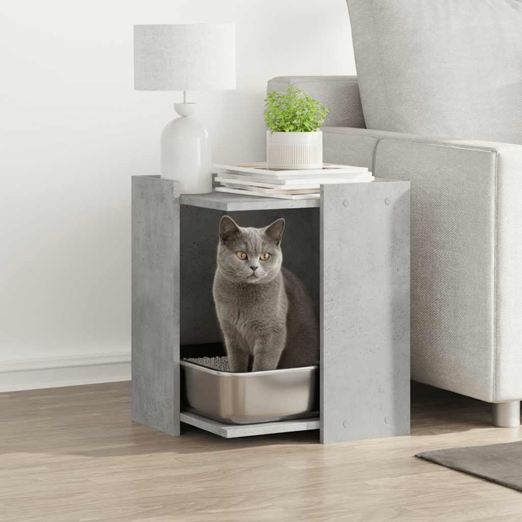 vidaXL Mueble arenero de gatos madera gris hormigón 42x42x51 cm