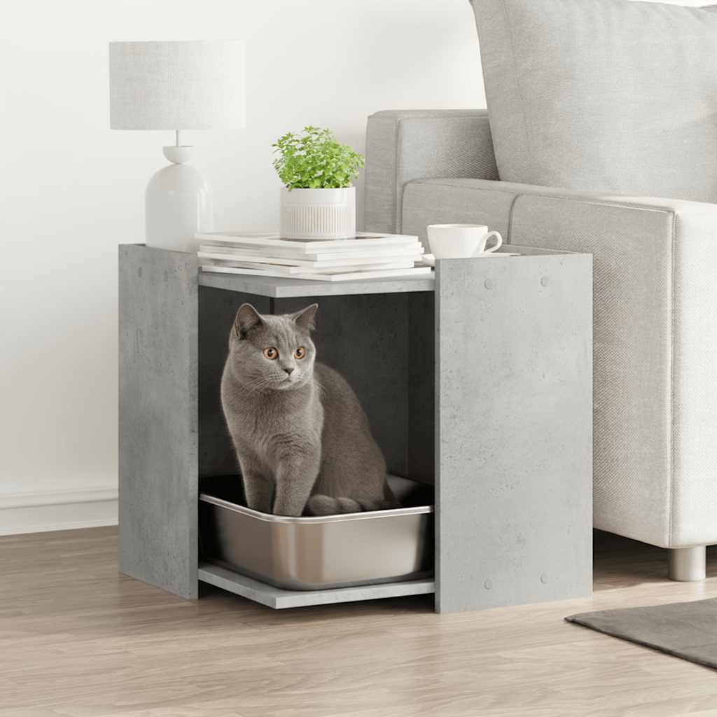 vidaXL Mueble arenero de gatos madera gris hormigón 53x53x51 cm
