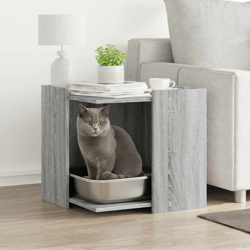 vidaXL Mueble arenero para gatos madera gris Sonoma 53x53x51 cm