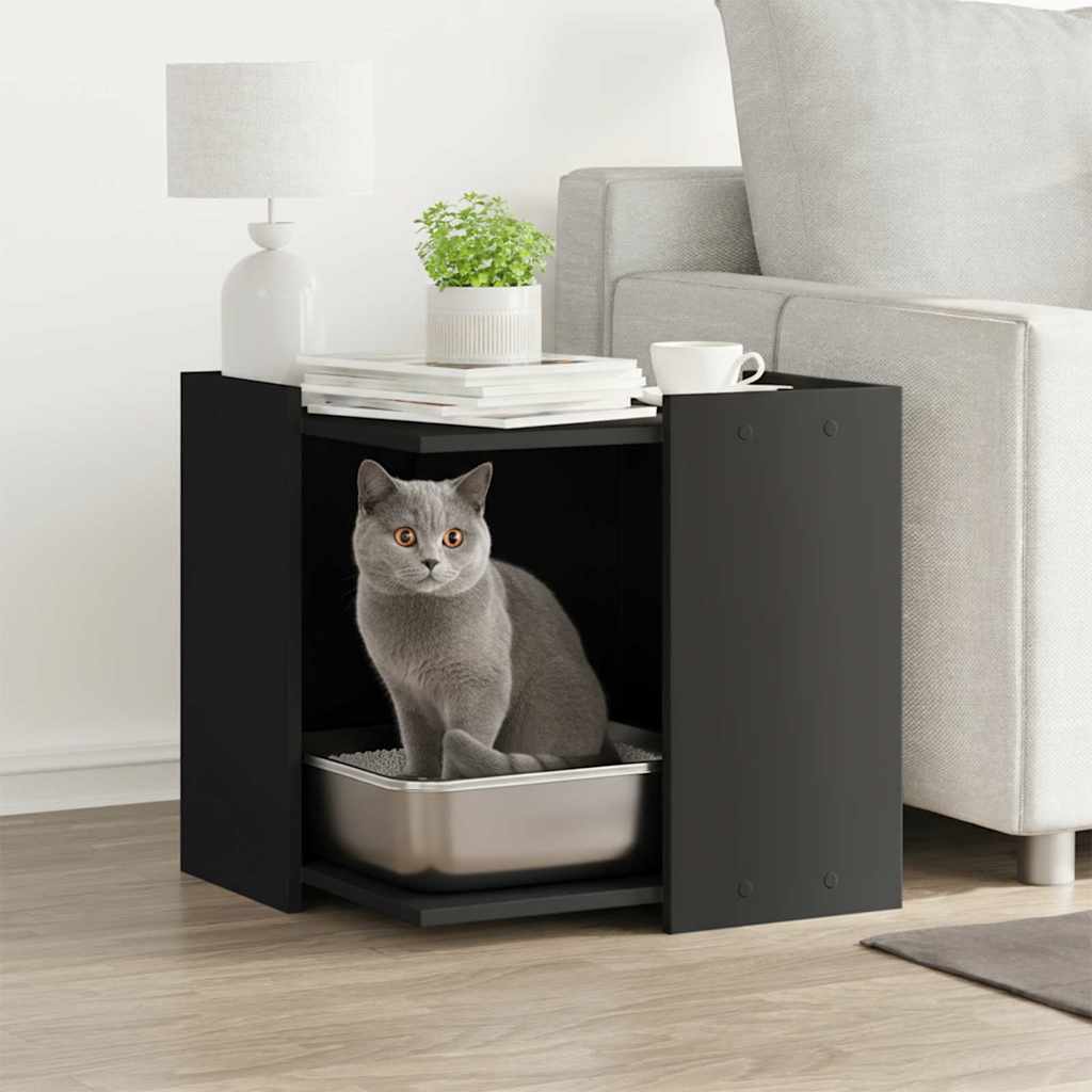 vidaXL Mueble arenero para gatos madera ingeniería negro 53x53x51 cm