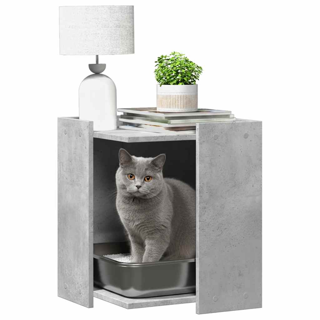vidaXL Katzenklo Betongrau 42x42x51 cm Holzwerkstoff - Image 3