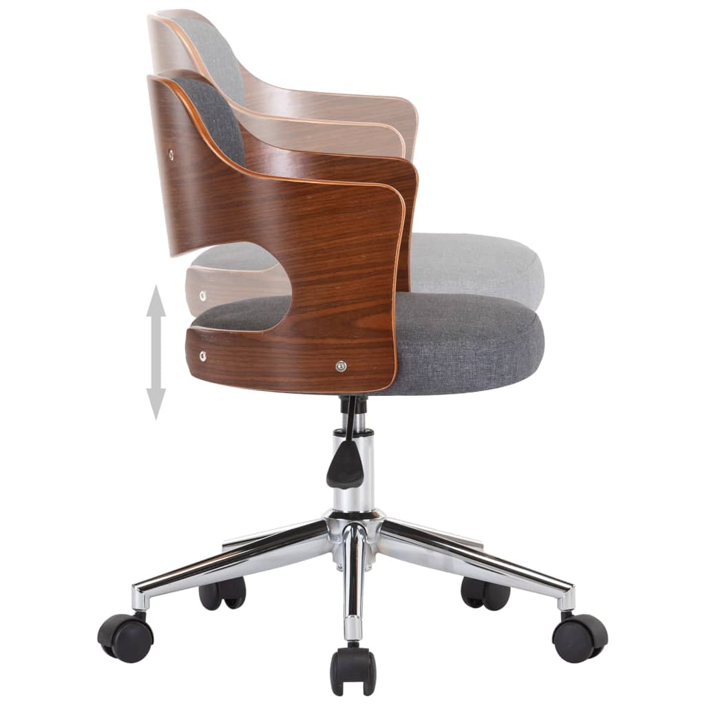 vidaXL Drehbarer Bürostuhl Grau Bugholz und Stoff - Image 6