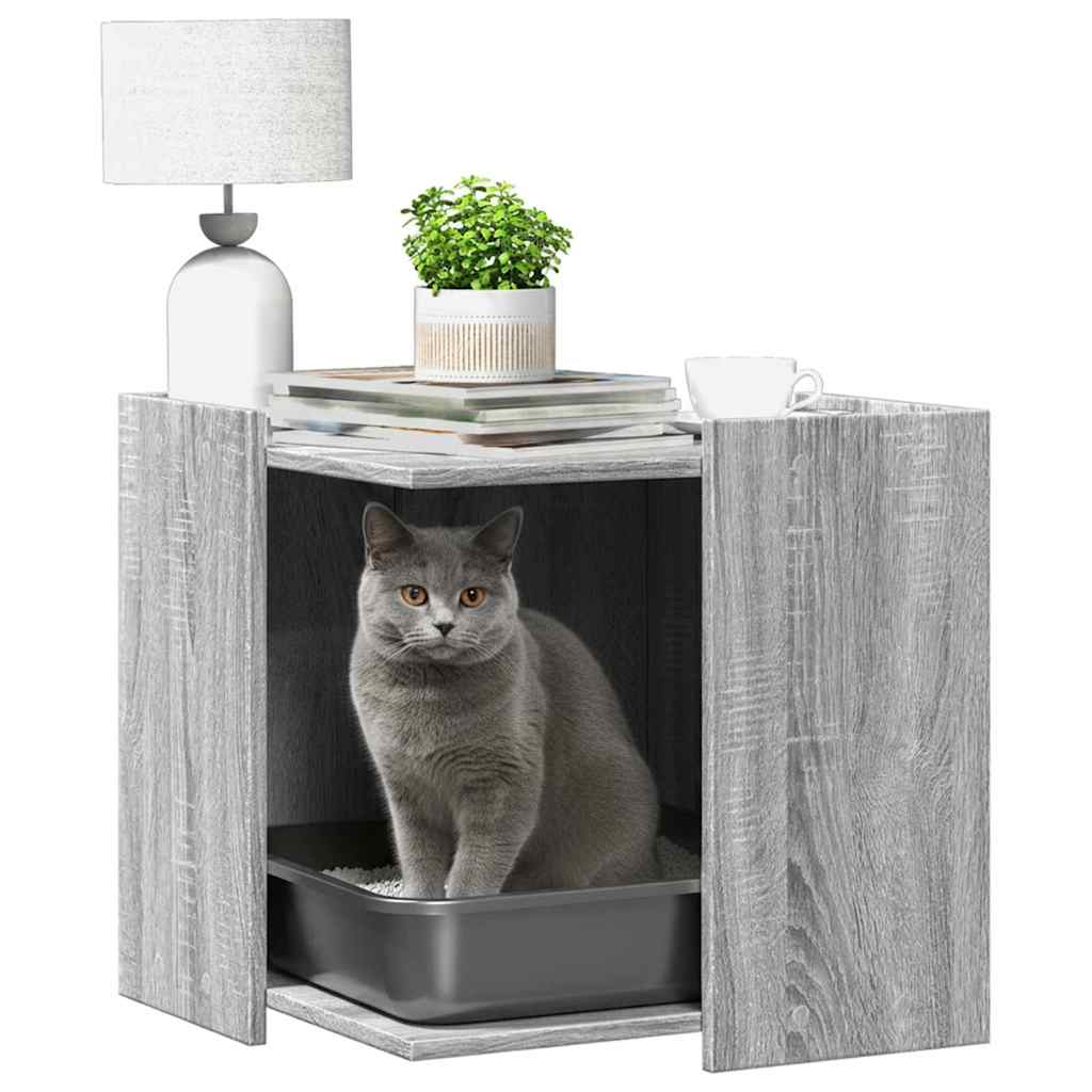 vidaXL Katzenklo Grau Sonoma 53x53x51 cm Holzwerkstoff - Image 3