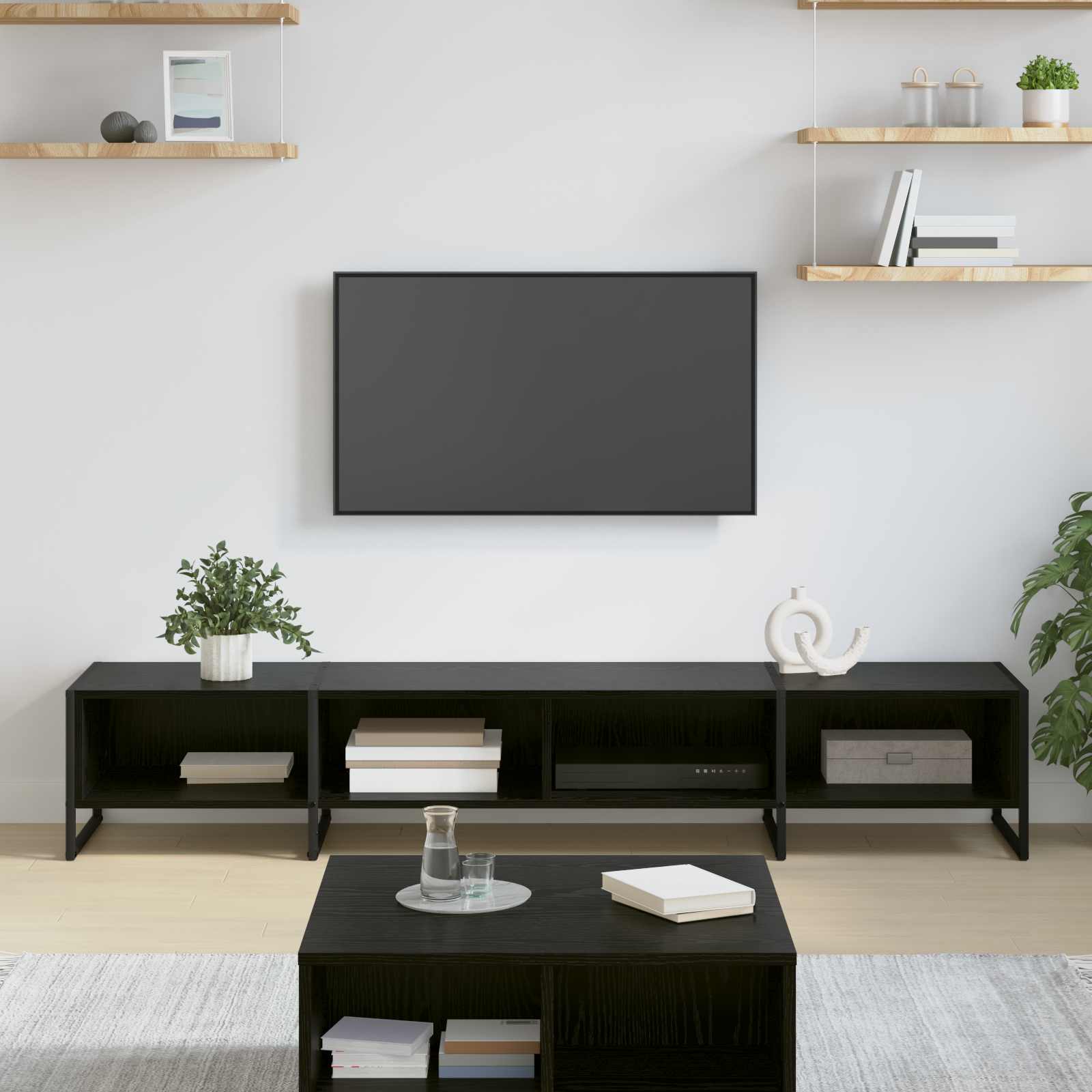 vidaXL Meuble TV Chêne noir 170,5 x 36 x 30,5 cm Bois d'ingénierie