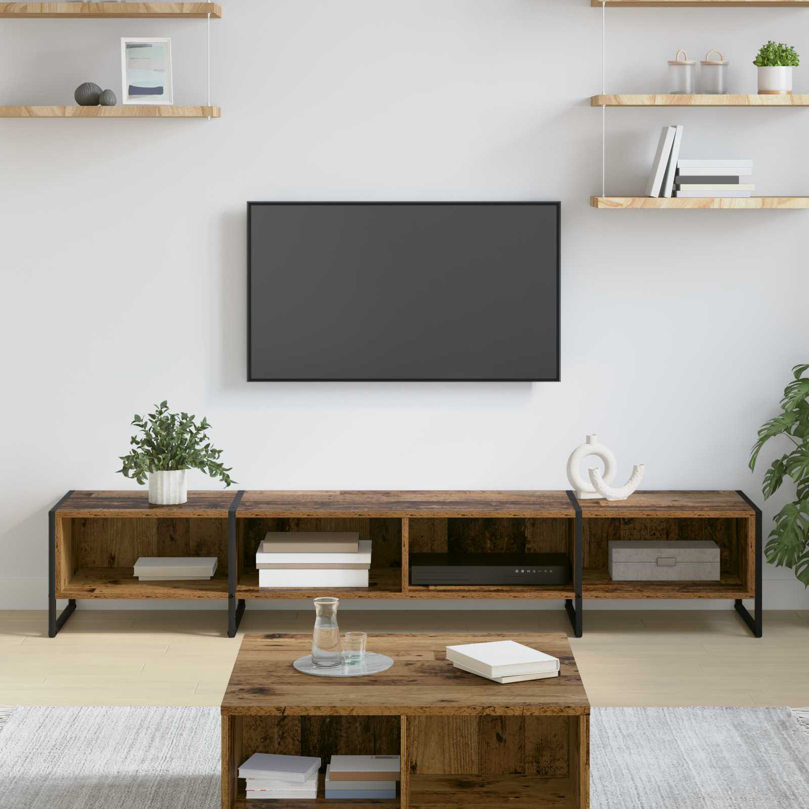 vidaXL Meuble TV Bois Ancien 170,5 x 36 x 30,5 cm Bois d'ingénierie