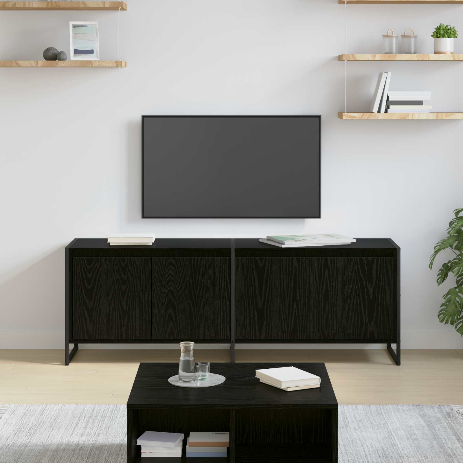 vidaXL Meuble TV Chêne noir 140 x 36 x 49.5 cm Bois d'ingénierie