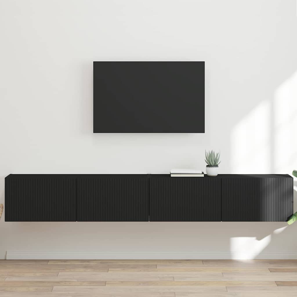 vidaXL Meuble TV mural 2 pcs Noir 60 x 31 x 29.5 cm Bois d'ingénierie