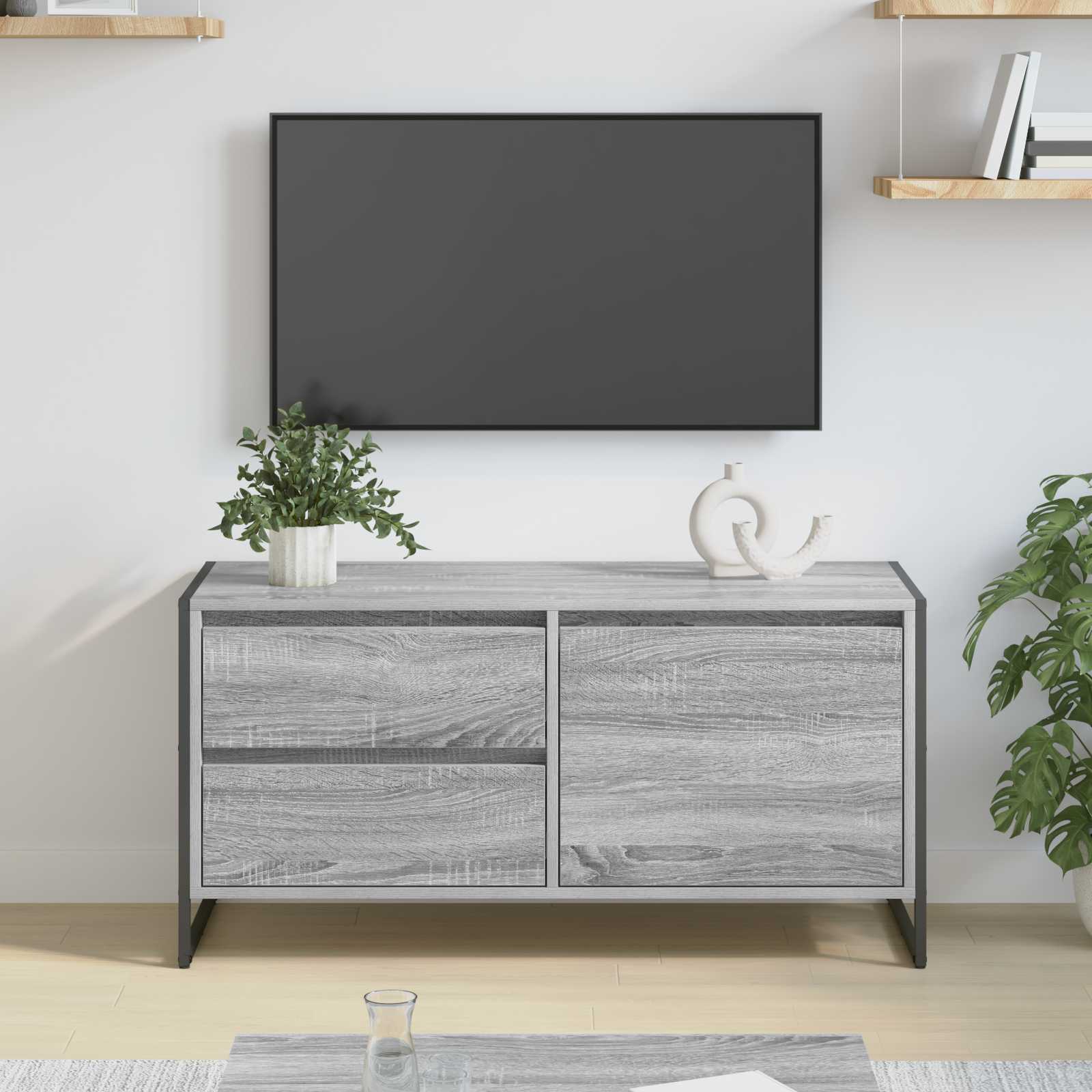 vidaXL Gabinete de TV con cajón Gris Sonoma 100 x 36 x 49.5 cm