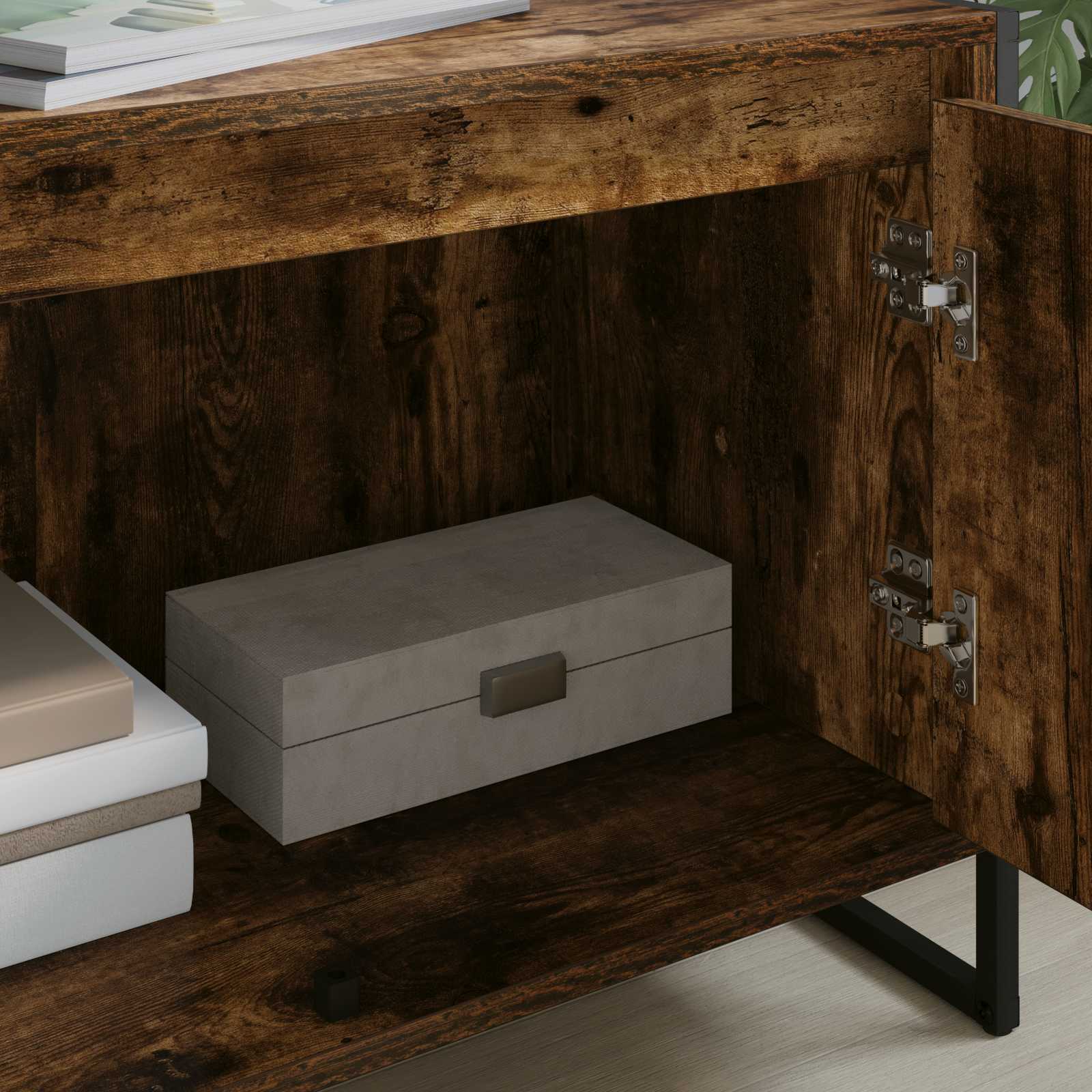vidaXL Gabinete de TV Roble Humo 140 x 36 x 49.5 cm - Image 4
